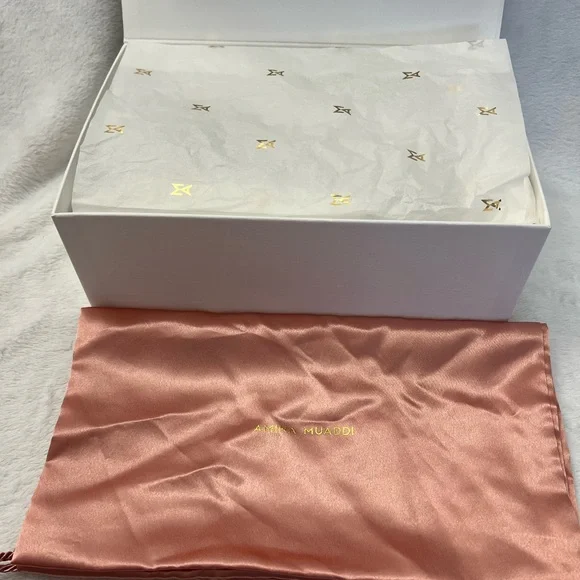 Authentic Amina Muaddi Lupita Glass mules in a rich wine / burgundy tone. - Picture 7 of 7